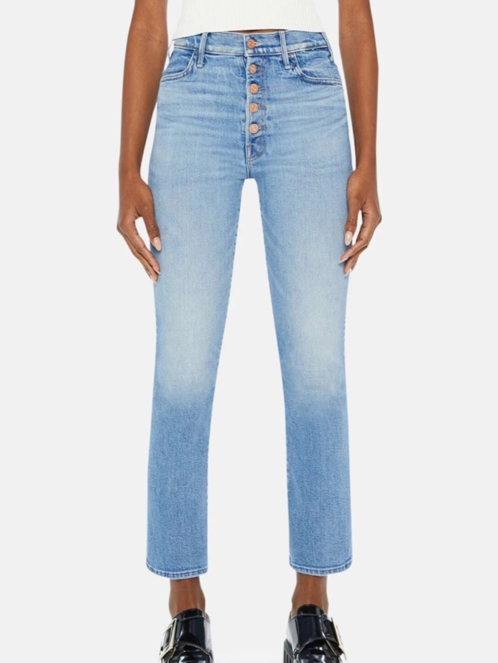 Mother The Pixie Hustler Ankle in Tarot Time Lightwash Jeans Button Fly Size 29